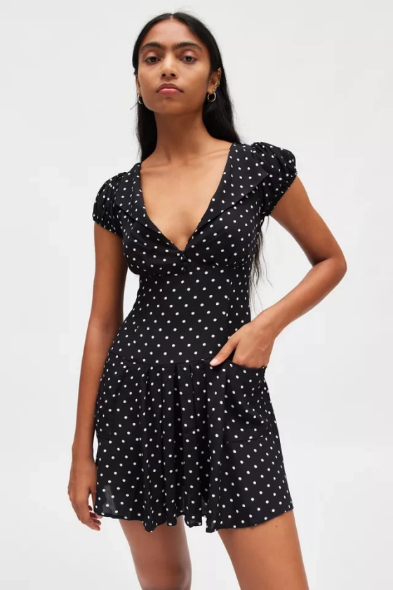 Kimchi Blue Vera Polka Dot Drop Waist Mini Dress