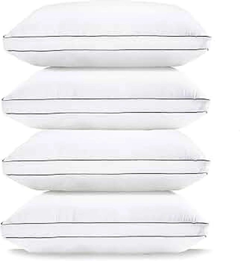 LANE LINEN Standard Pillows for Sleeping - Bed Pillows Set of 4 - Luxury Hotel Quality Down Alternative Pillows for Back and Side Sleeper, Soft and Supportive Gusseted Pillow, 20x26