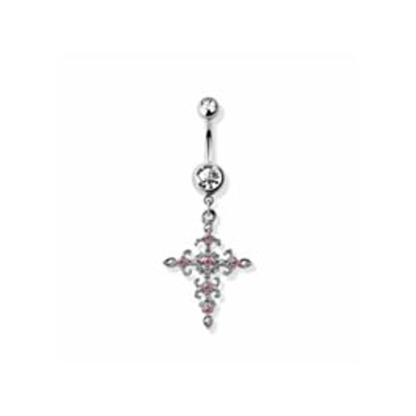 Navelpiercing met Kristallen Gothic Kruis hanger