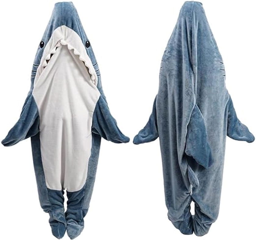 Shark Blanket Hoodie Onesie Adult & Kid, Wearable Shark Blanket, Shark Sleeping Bag, Soft Cozy Shark Onesie Costume