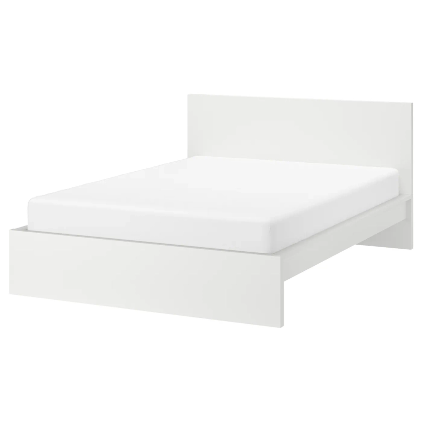 MALM Bed frame, high - white/Luröy Standard Double