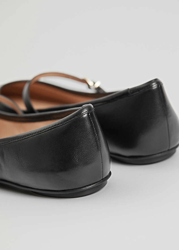 Mary Jane Leather Ballerina Flats - Black - & Other Stories GB