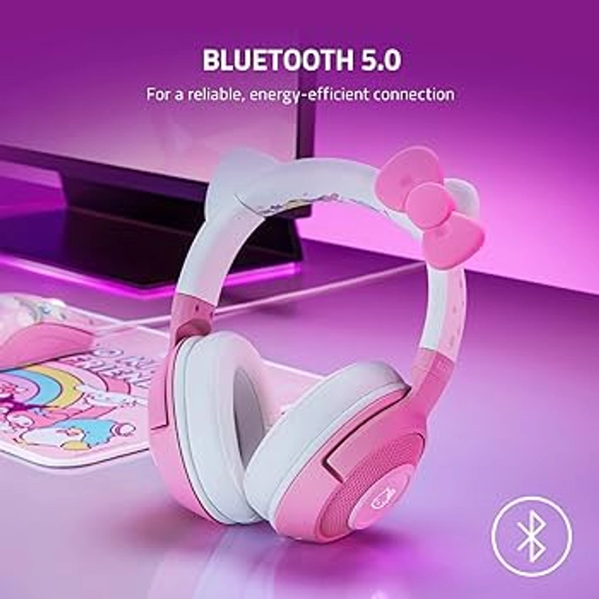 Razer Kraken BT Headset: Bluetooth 5.0-40ms Low Latency Connection - Custom-Tuned 40mm Drivers - Beamforming Microphone - Powered by Razer Chroma - Hello Kitty & Friends Edition