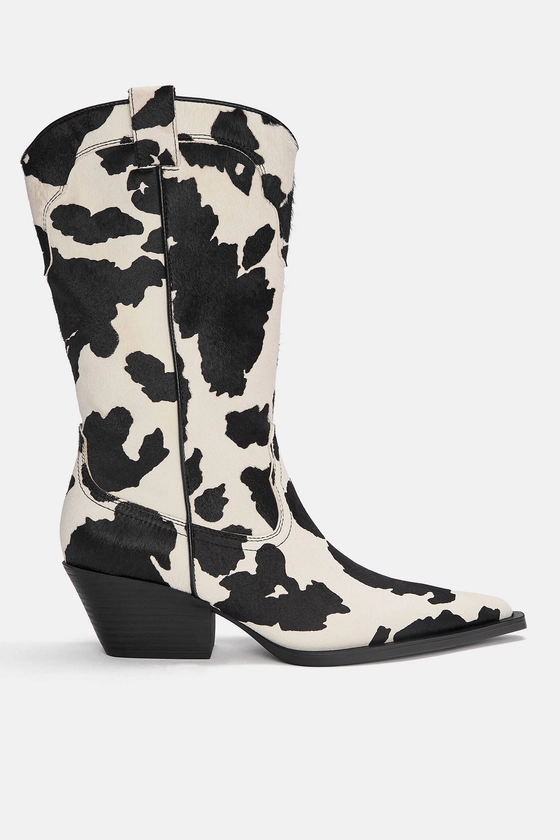 Animal print leather cowboy boots