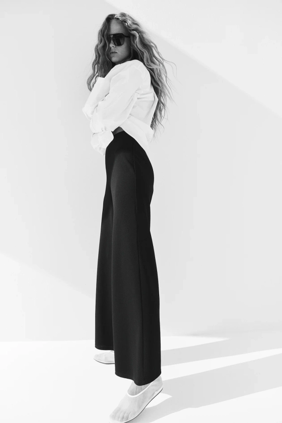 Jersey trousers - High waist - Long - Black - Ladies | H&M GB