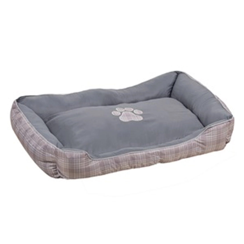 Κρεβάτι Σκύλου Παραλληλόγραμμο Γκρι Καρό Πατούσα 110x80x25cm