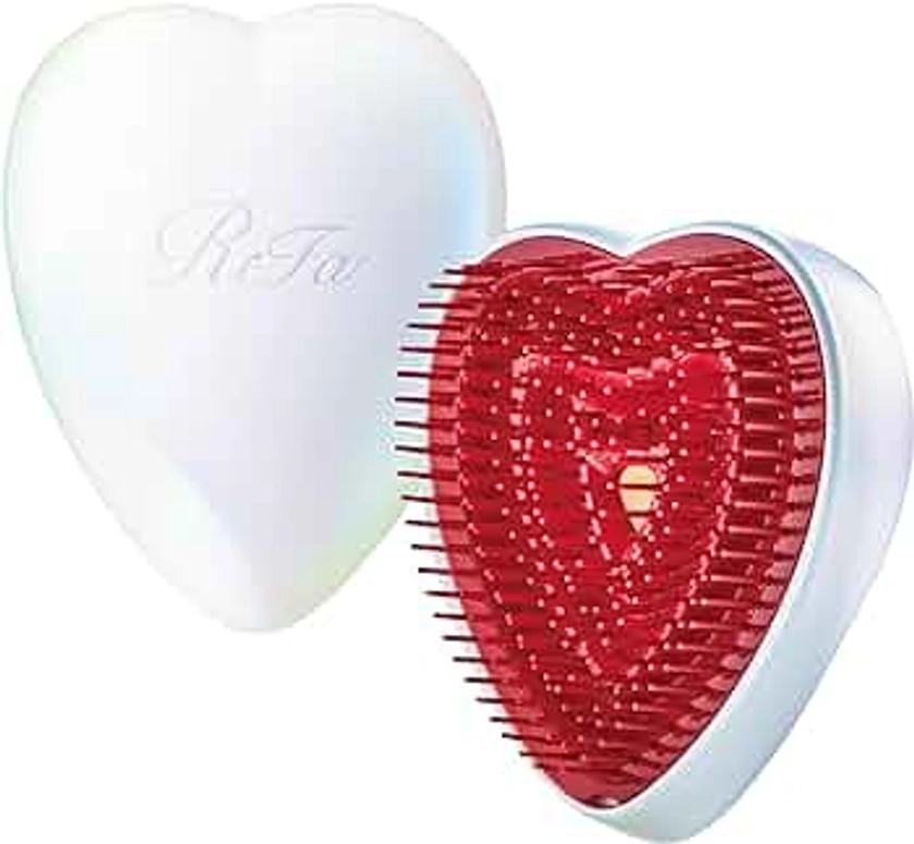 ReFa Heart Brush AURORA WHITE | Heart Shaped Hair Brush for Women | No Tangle Hair Brush | Small Hair Brush for Thick Hair | Hair Detangler Hair Brush Travel Hair Brush