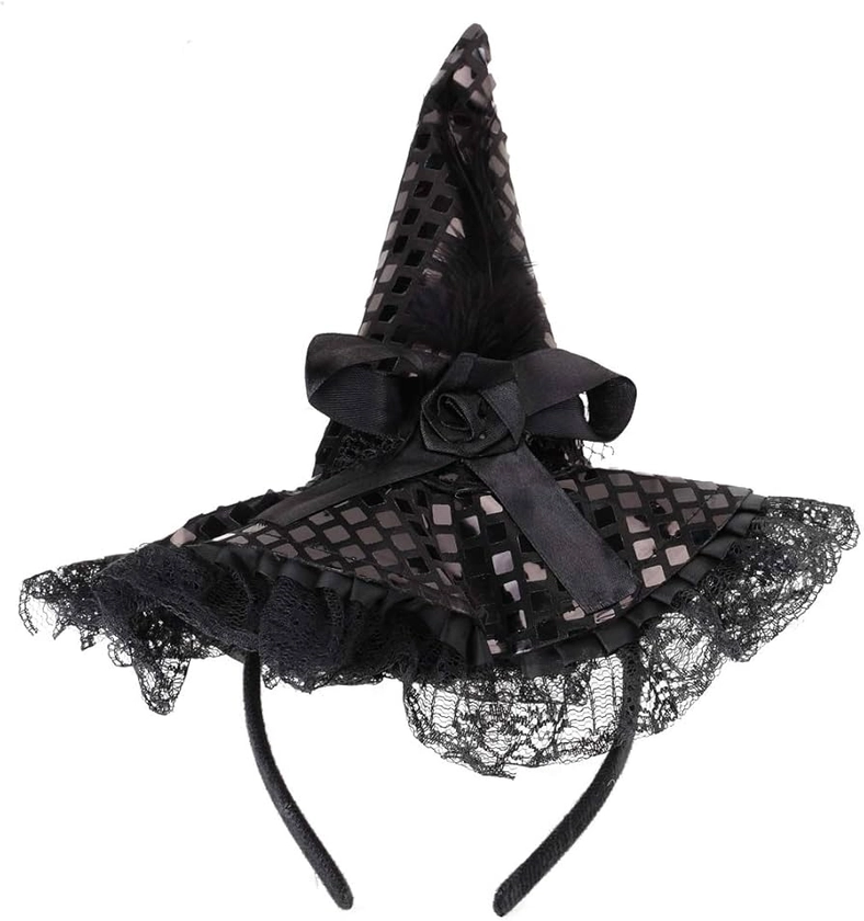 BinaryABC Halloween Witch Hat Headband for Halloween Costume Dress up Party Supplies (Black)