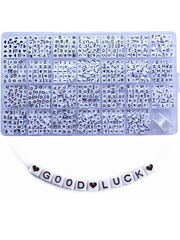 Approximately 900pcs 1 Box 6x6mm Acrylic Cube Alphabet Letter Beads With A-z Lettering For Making Jewelry Bracelets, Necklaces, Key Chains For Women And Girls