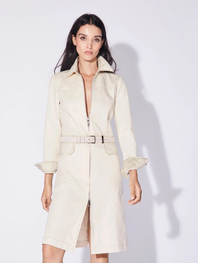 Women Ready-to-Wear | Cream washed denim zip-up dress | Barbara Bui Official Online Store