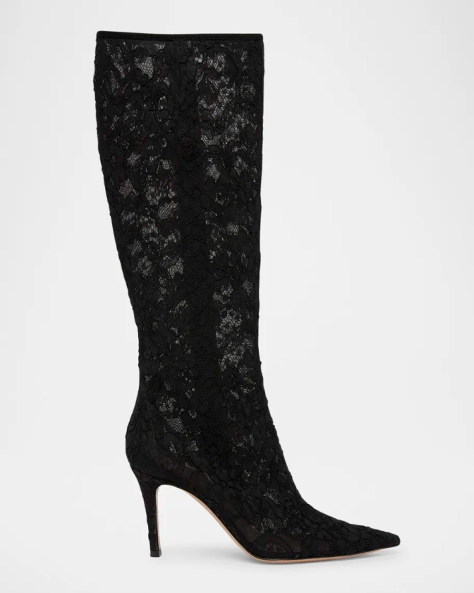 Lace Stiletto Tall Boots