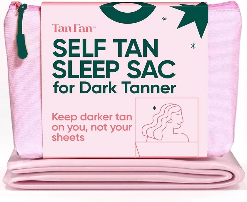 Tan Fan Self Tan Sleep Sac for Dark Tanner (Pink) - Keep Sheets Clean from Dark Tan Stains - 100% Cool Silky Poly w Thicker Bottom + Lightweight Top For Extra Protection - Roomy Foot Openings