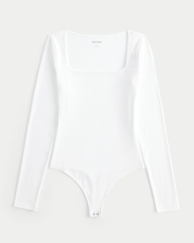 Women's Ribbed Seamless Fabric Square-Neck Bodysuit | Women's Tops | HollisterCo.ca