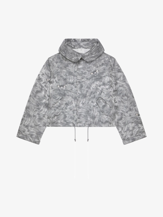 Parka courte en jacquard chat - gris clair melange | GIVENCHY FR