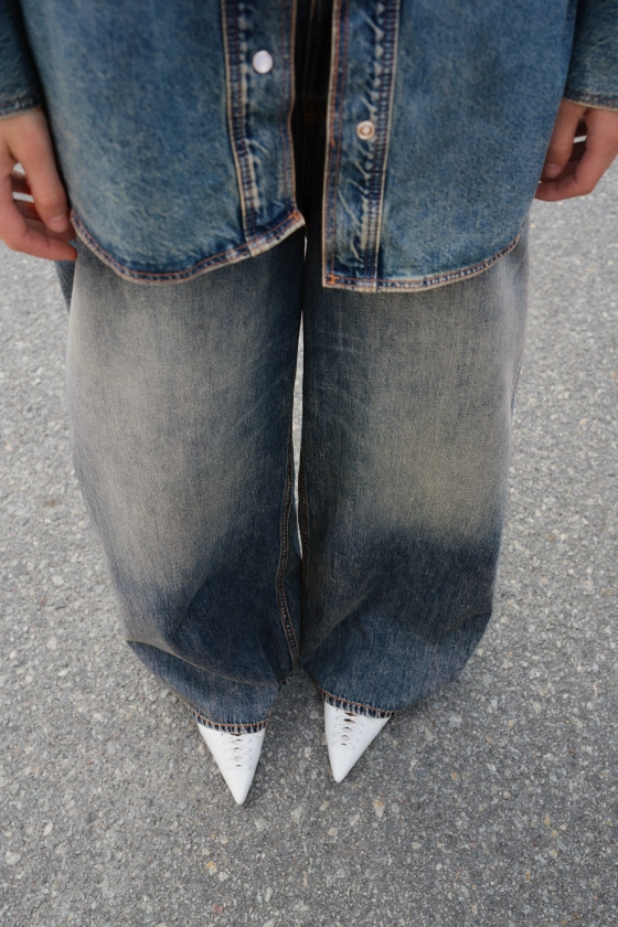 Baggy Wide Low Jeans - Taille basse - Jambes très longues - Bleu denim clair - FEMME | H&M FR