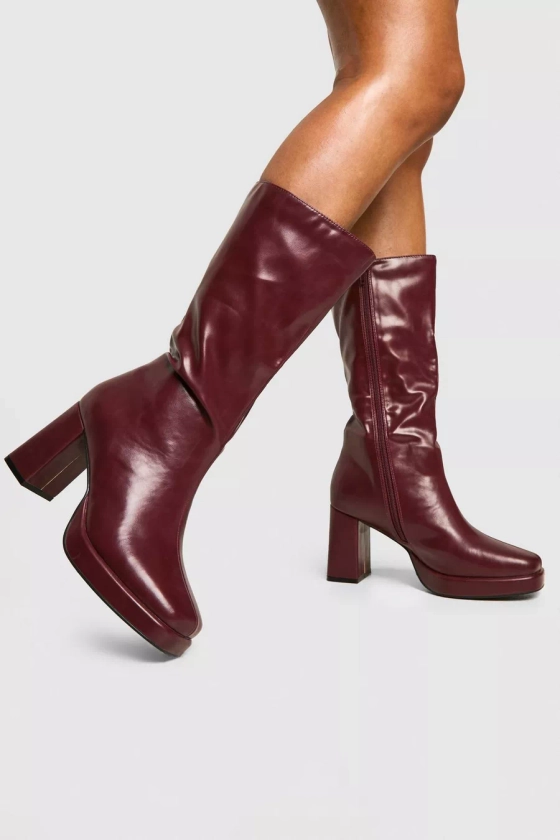 Platform Calf High Boots