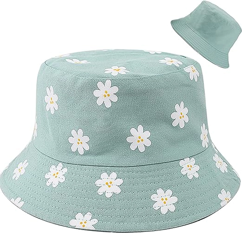 XYIYI Cute Bucket Hat Beach Fisherman Hats for Women, Reversible Double-Side-Wear