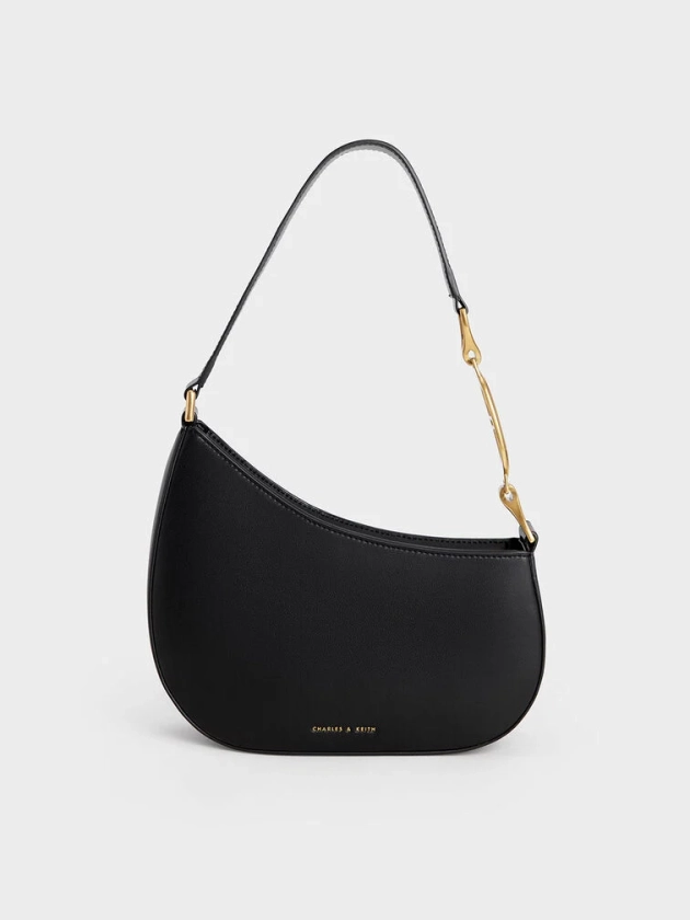 Asymmetrical Shoulder Bag - Black