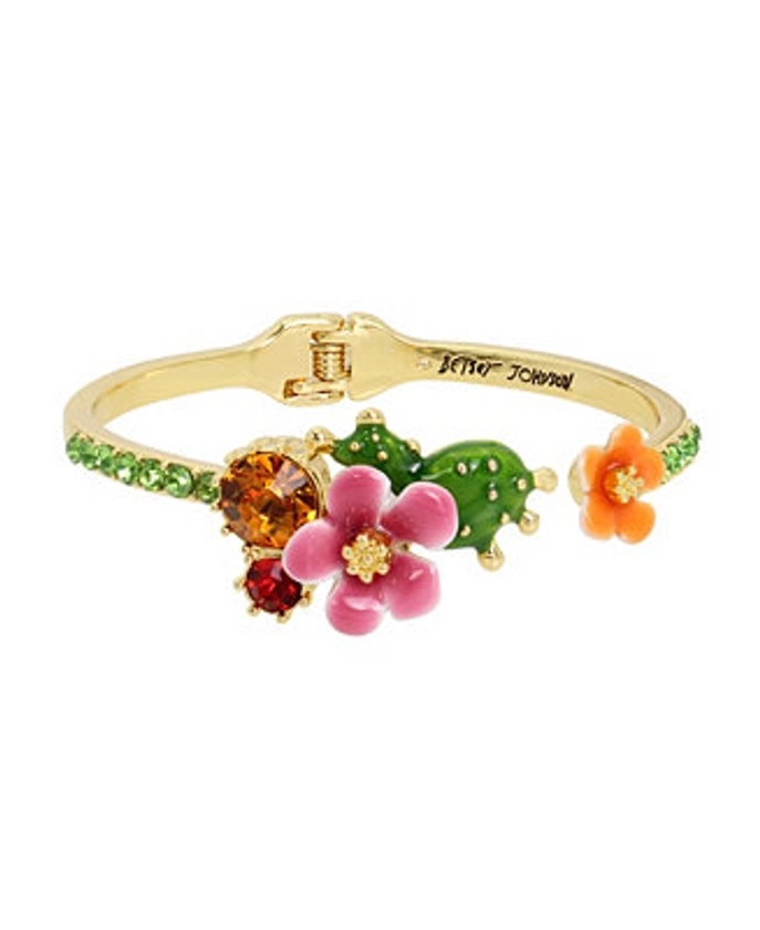 Betsey Johnson Faux Stone Flower Bangle Bracelet - Macy's