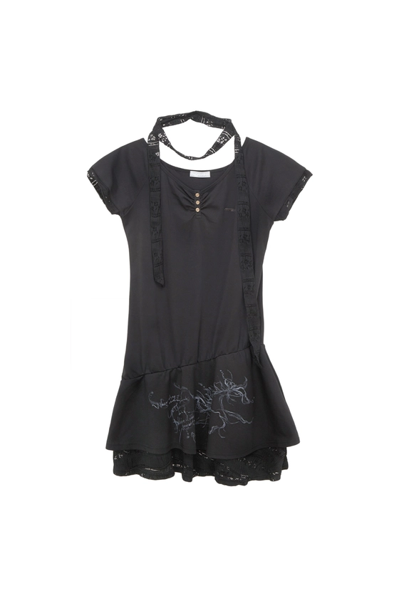 Fairy henry neck dress (Black) - hug your skin