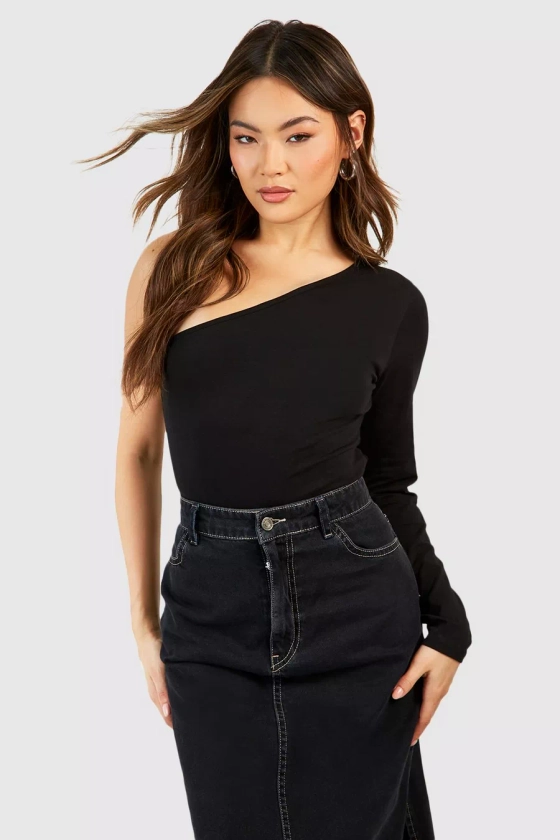 Black One Shoulder Bodysuit