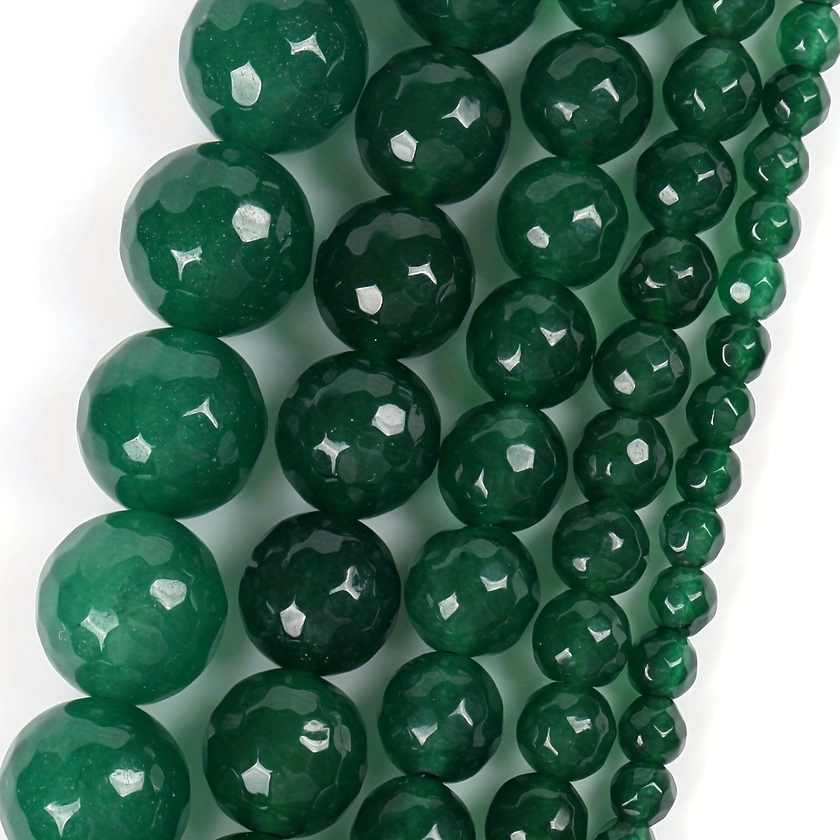 Natural Green Treasure Emeralds Jades Stone Round Loose Beads For Jewelry Making DIY Bracelet Necklace 4/6/8/10/12mm