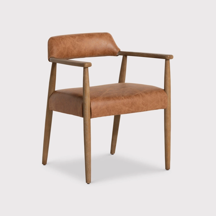 Ames Tan Brown Leather Dining Chair, - Barker & Stonehouse