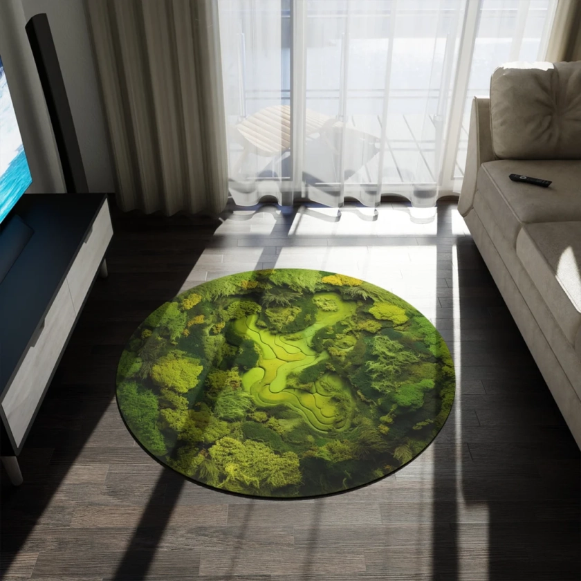 Moss Rug, Printed Natural Look Moss Round Rug, Nature Lover, Home Decor, Handmade Artwork Gift - Etsy Japan