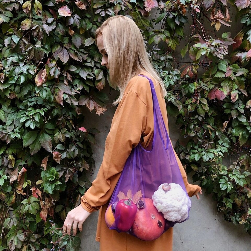 Фіолетова сумка через плече Дякую пакет не Треба від Hugs And Linen | купити в UTOPIA 8 з доставкою по Україні