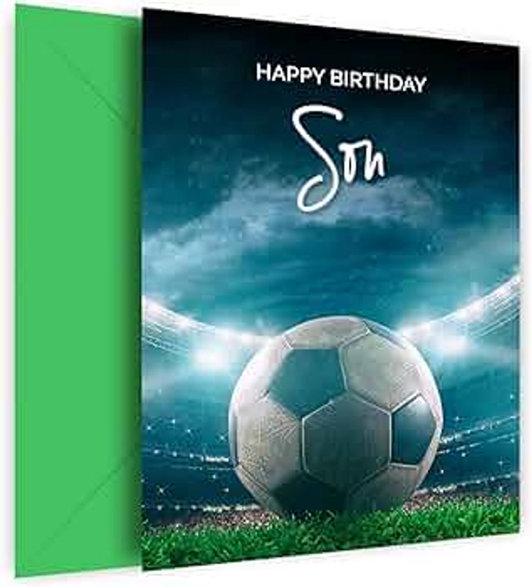 Boys Football Birthday Card for Son - Perfect Happy Birthday Cards for Any Age From Boy to Adult, Football Birthday Card, Son