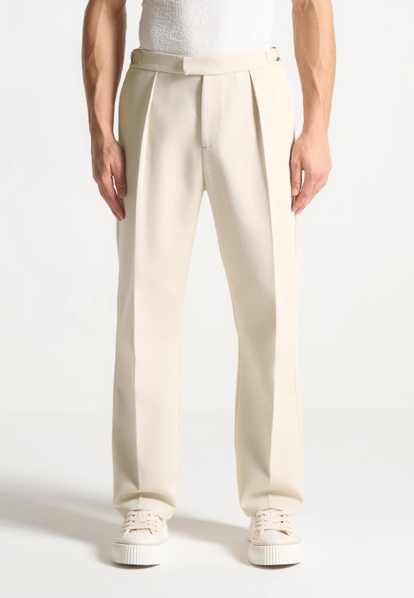 Textured Tailored Trousers - Cream