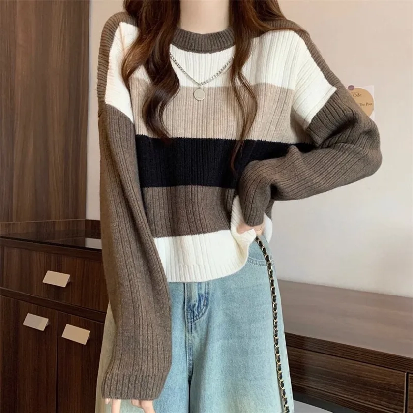 Colorblocked Striped Vintage Sweater