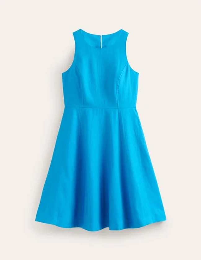 Carla Linen Short Dress - Brilliant Blue | Boden US