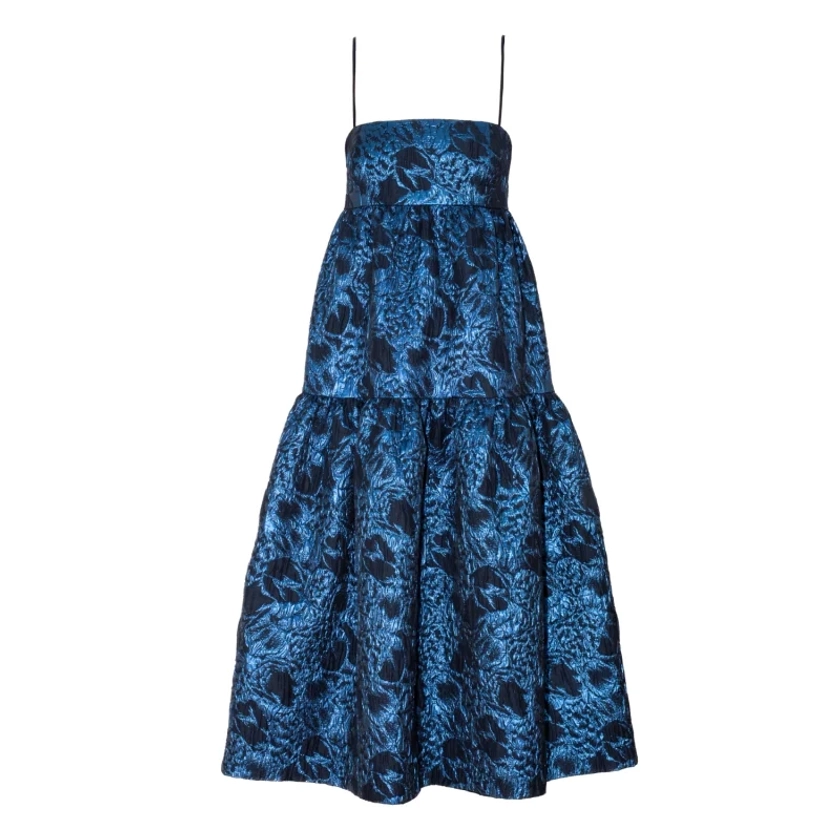 Valentina Blue Jacquard Dress