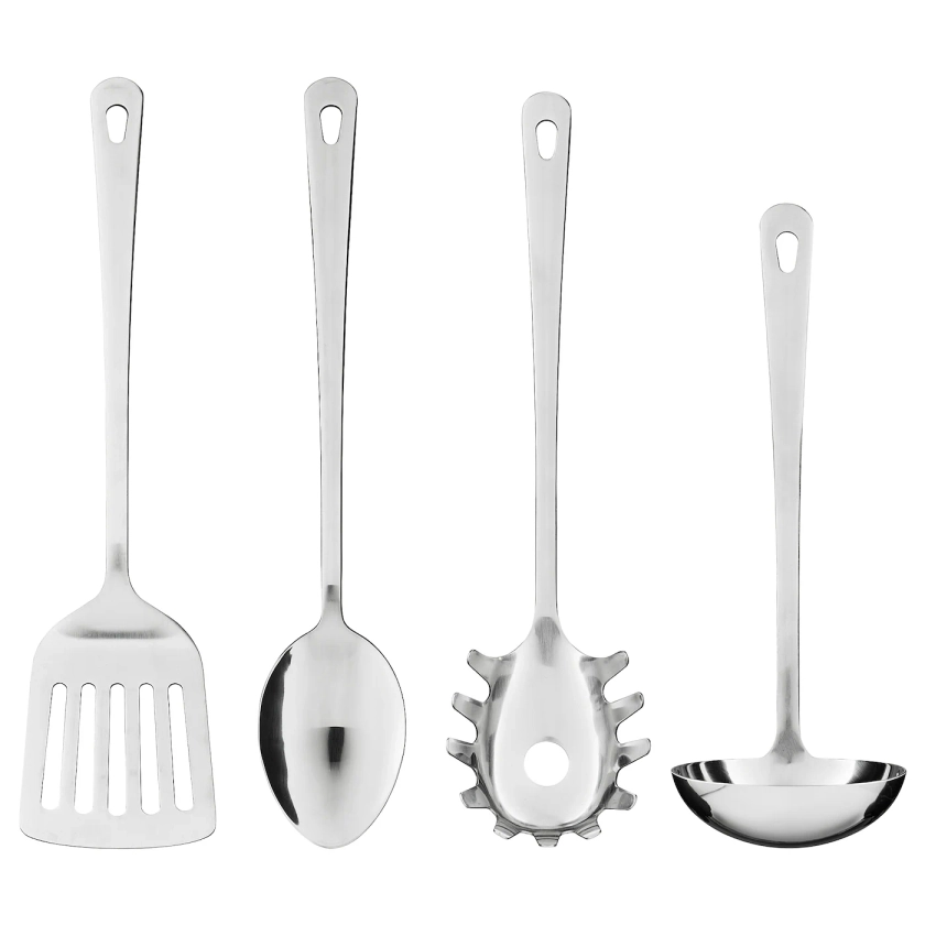 GRUNKA stainless steel, 4-piece kitchen utensil set - IKEA