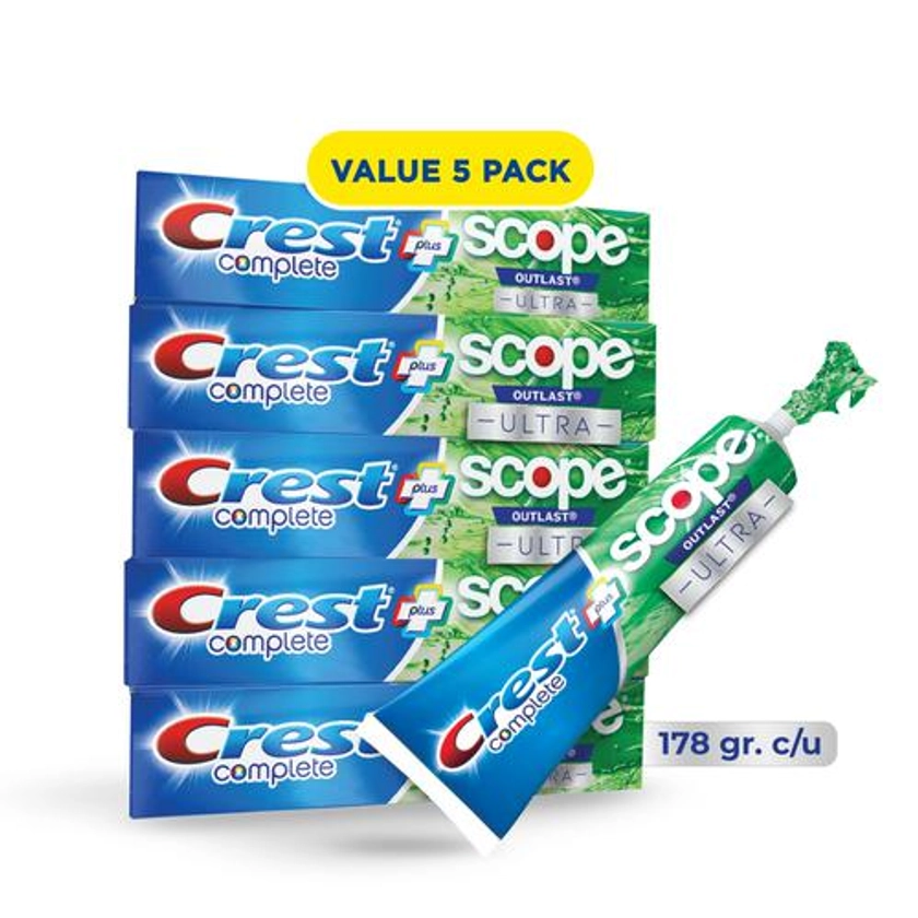 Crest Crema Dental Complete + Scope Advanced Active Foam 5 Unidades / 178 g / 6 oz