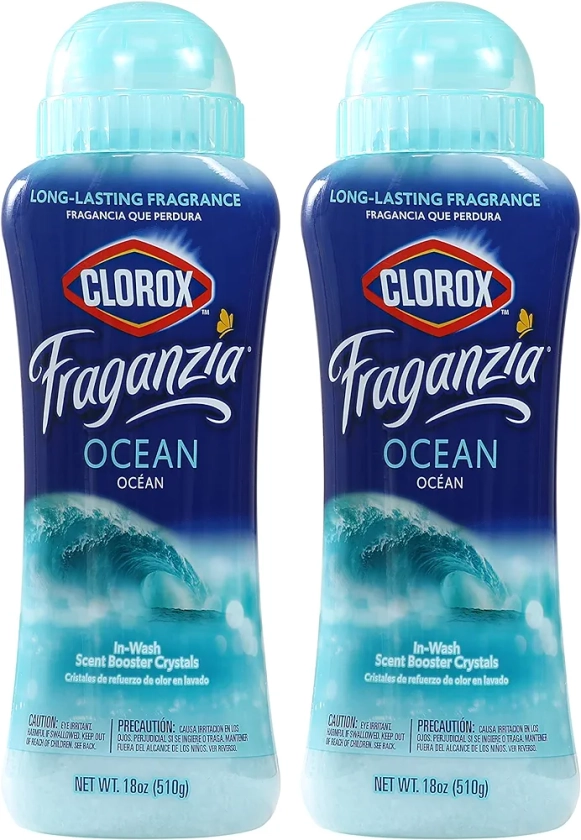 Amazon.com: Clorox Fraganzia In-Wash Scent Booster Crystals in Ocean Scent, 18 Oz Twin Pack | Laundry Scent Booster Crystals | In-wash Scent Booster for Fresh Laundry in Ocean Scent 18 Ounce Twin Pack, 36oz : Everything Else