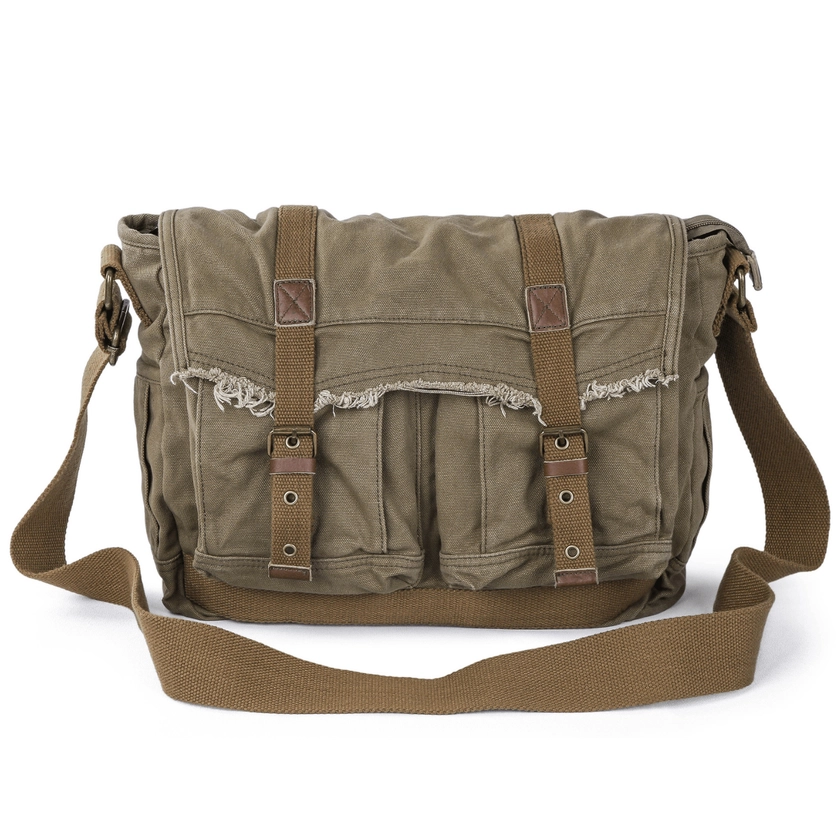 Gootium Canvas Messenger Bag Vintage Shoulder Bag Frayed Style Boho Purse