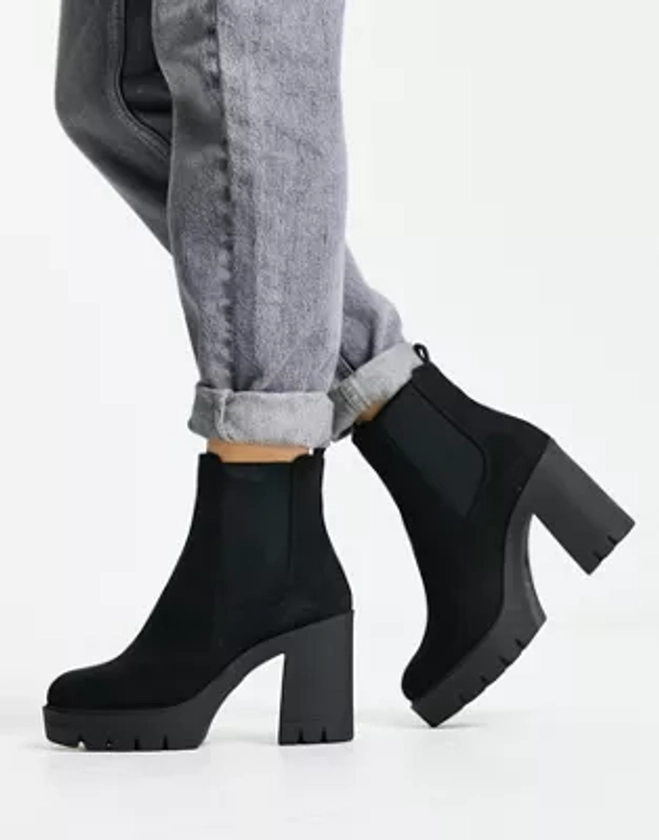 ASOS DESIGN Eve heeled chunky chelsea boots in black | ASOS