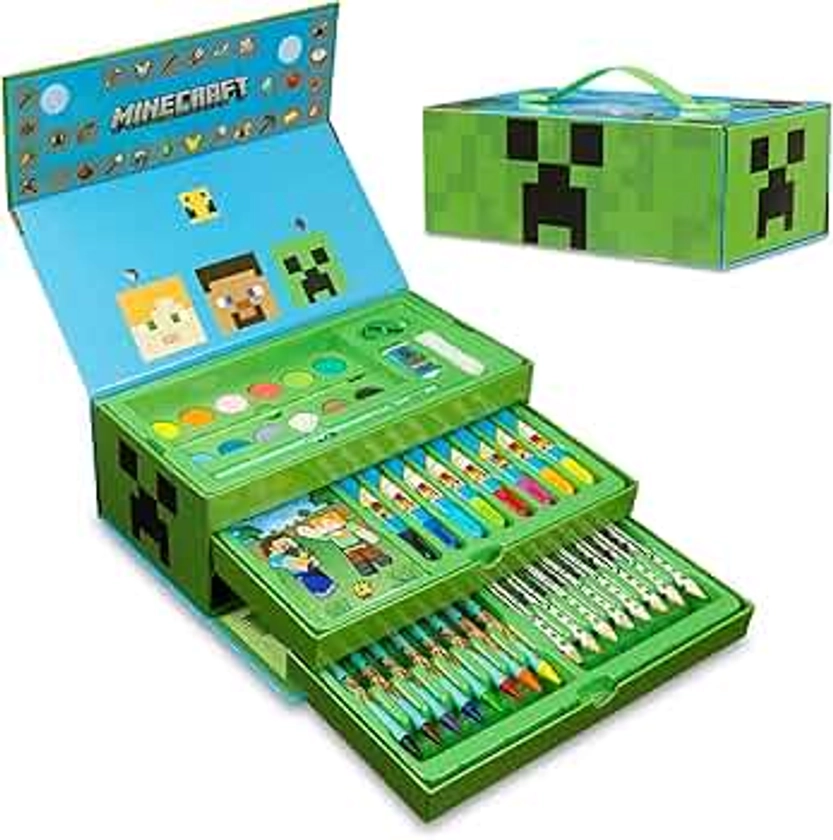 Minecraft Art Set, Colouring Sets for Children, Over 40 Art Supplies for Kids