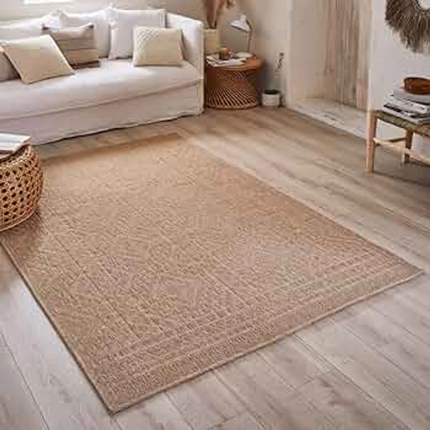 Nazar Tapis Nature, Tapis Naturel Boheme, Tapis Aspect Jute, Tapis Salon, Chambre, Couloirs, Tapis Extrieur, Couleur Naturelle