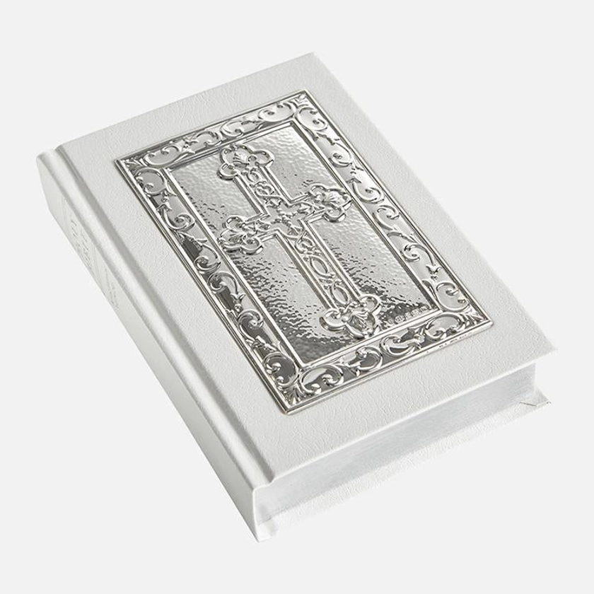 White Holy Bible Ornate Cross Sterling Silver | Carrs Silver