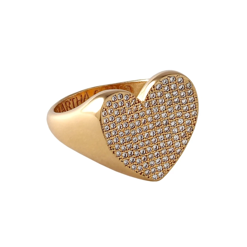 Pave Heart Signet Ring