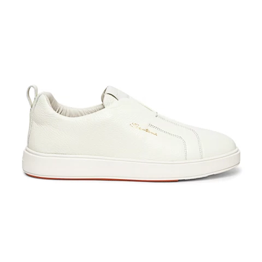 Men’s white tumbled leather slip-on sneaker