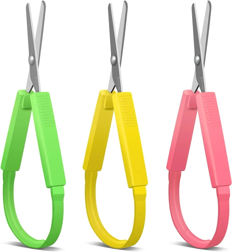 Loop Scissors for Toddlers, 5 Inch Adaptive Design, Right and Lefty Support, Easy-Open Squeeze Handles