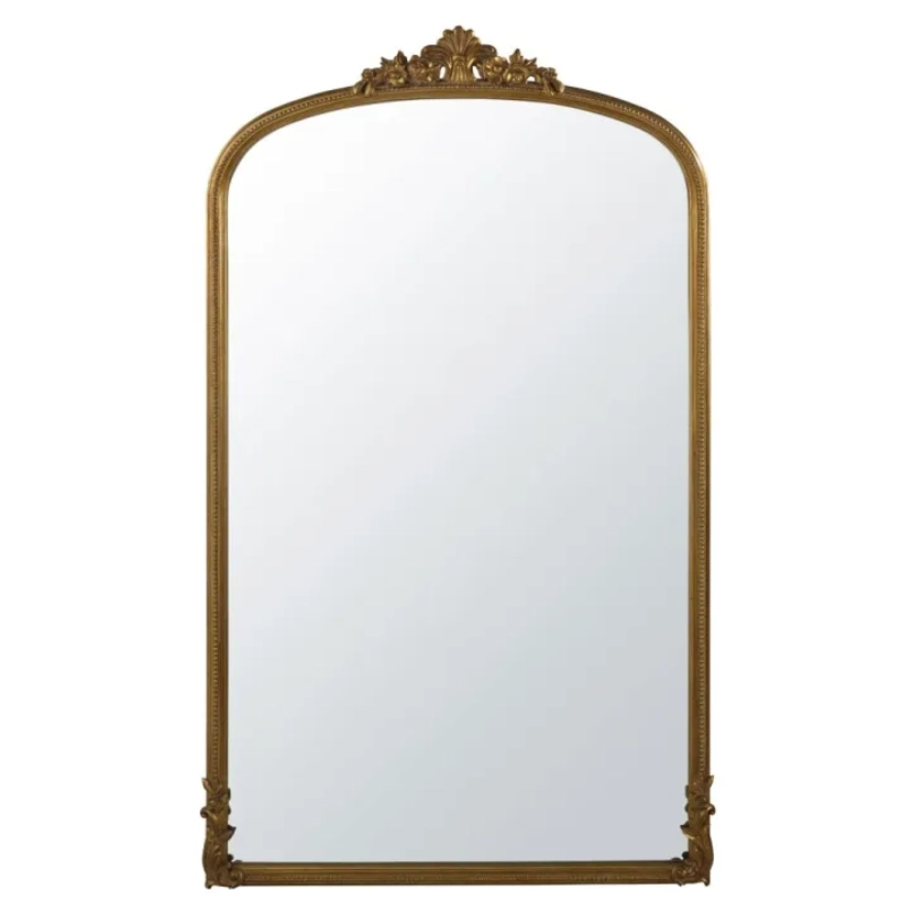 Grand miroir rectangulaire en bois de paulownia doré effet vieilli 119x194 OMERA | Maisons du Monde