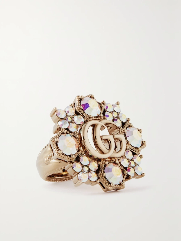 GUCCI GG Marmont gold-tone crystal ring | NET-A-PORTER