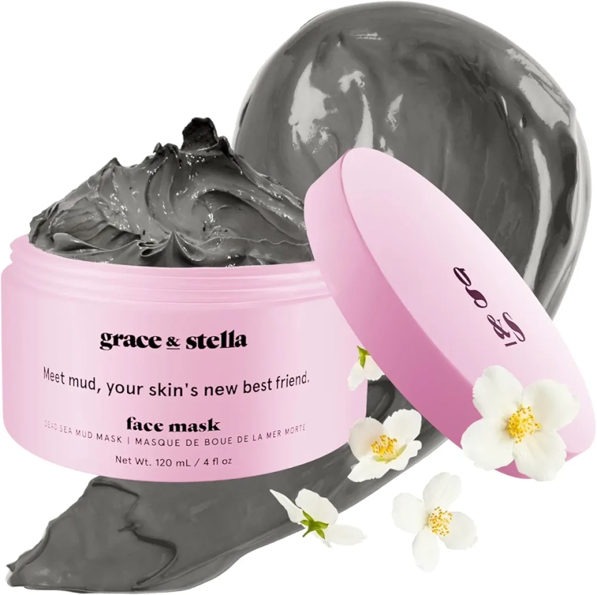 Grace & Stella Dead Sea Mud Mask (120ml) - Vegan Detox Dead Sea Mask - Mud Masks For Face And Body Mask - Mud Face Mask For Oily Acne, Blackheads