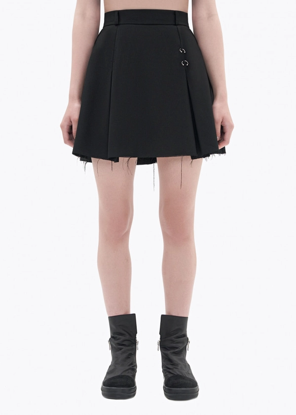 MINI SKIRT WITH RAW EDGE PHANTOM. BLACK