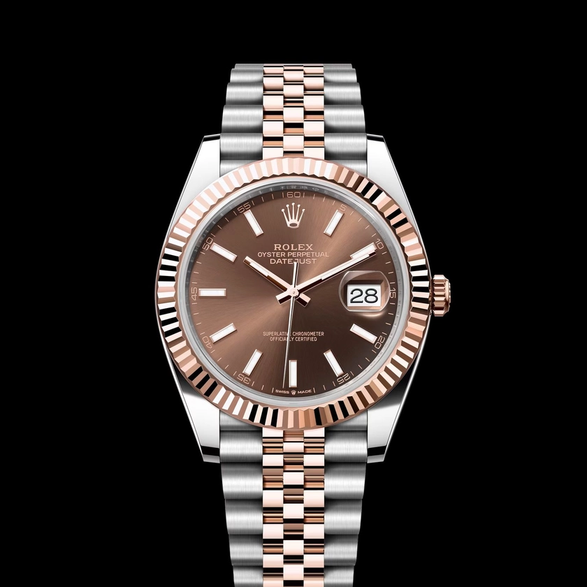 Rolex Datejust 41 - Rolex Datejust 41 41mm Chocolate Brown Index Dial Fluted Rose/Steel Jubilee 2023 126331